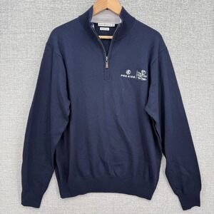 Peter Millar Sweater Mens Medium Navy Merino Wool Quarter Zip First Tee Golf